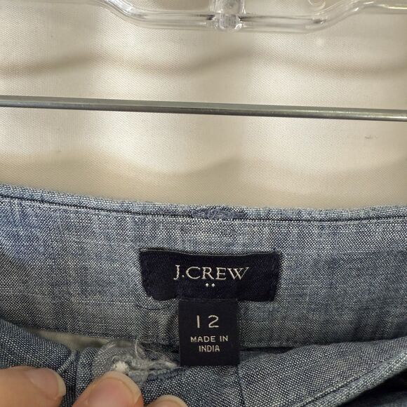 J. Crew Shorts Women's 12 Blue Flat Front Slit Pockets 4" Inseam 100% Cotton - Picture 4 of 8